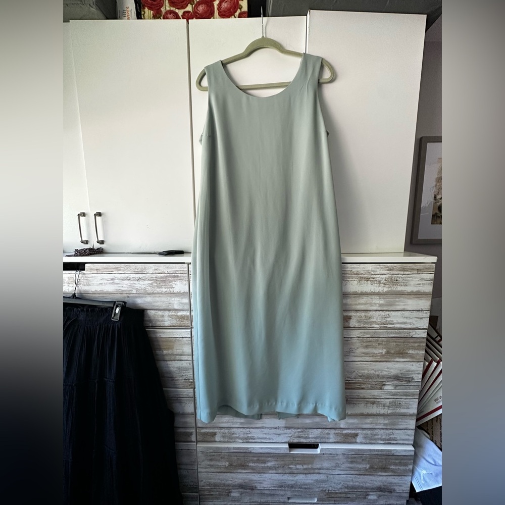 💚 Karin Stevens Sage Green Sleeveless Lined Midi Dress Size 14